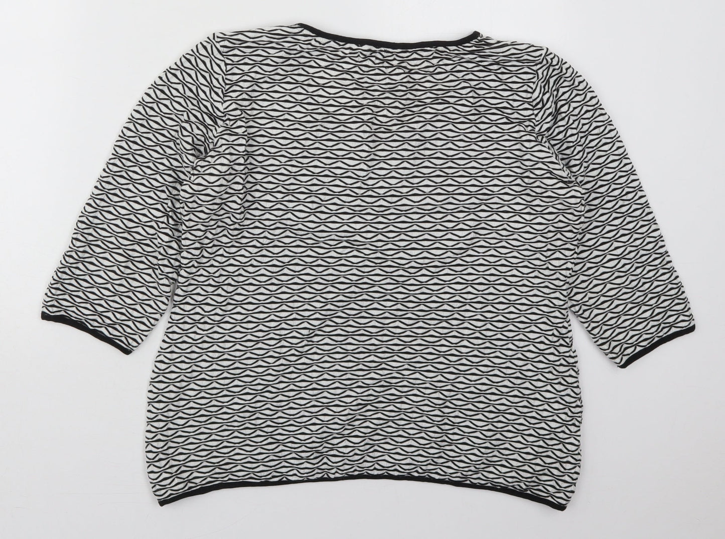 Per Una Womens Black Round Neck Geometric Acrylic Pullover Jumper Size 14