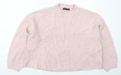 Marks & Spencer Womens Pink Crew Neck  Acrylic Pullover Jumper Size L