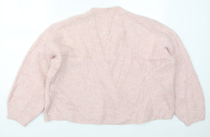 Marks & Spencer Womens Pink Crew Neck  Acrylic Pullover Jumper Size L