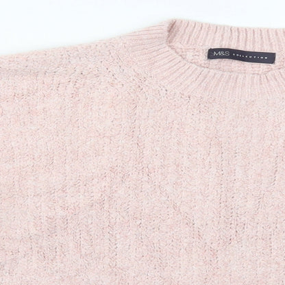Marks & Spencer Womens Pink Crew Neck  Acrylic Pullover Jumper Size L
