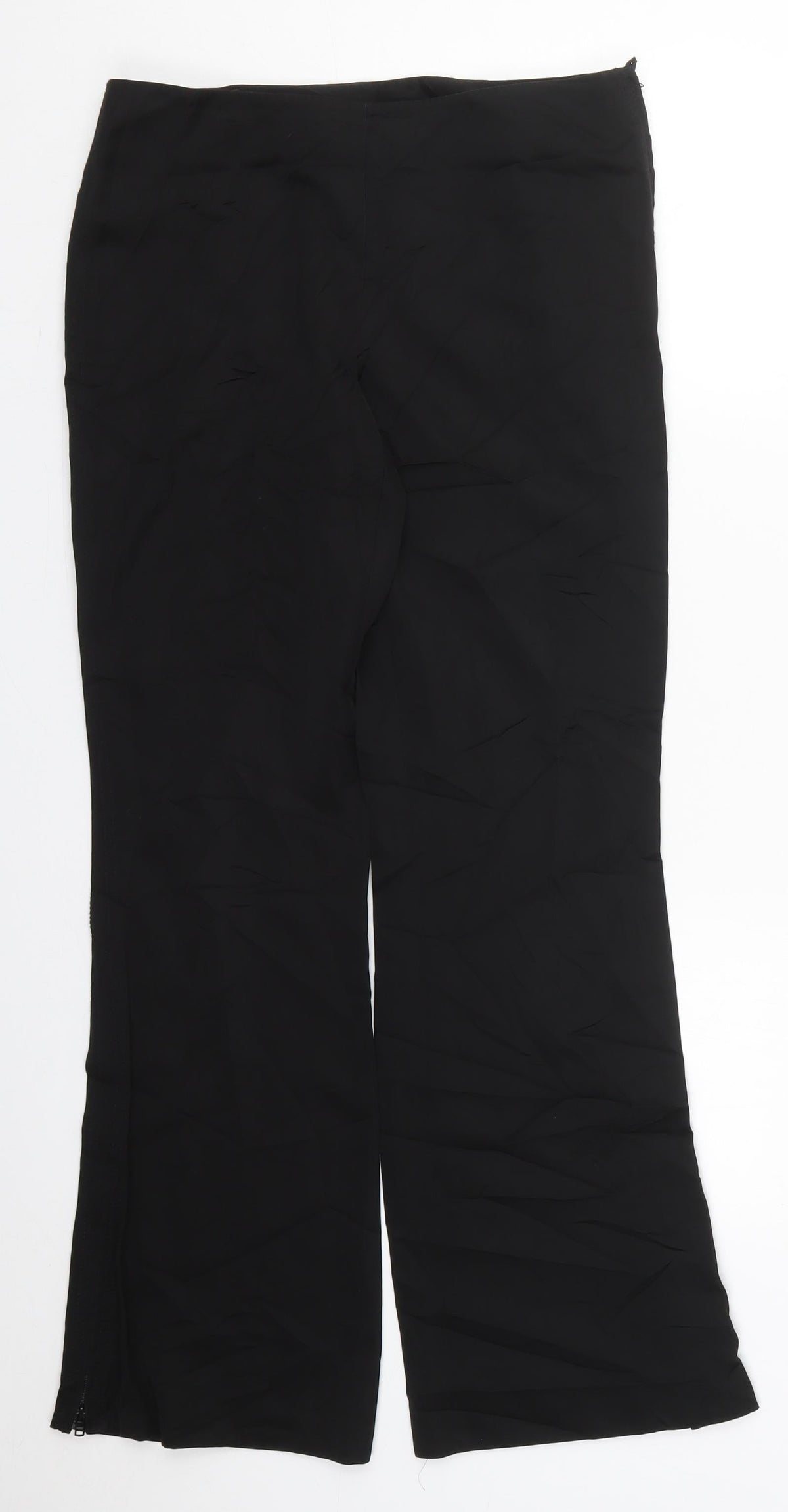 NEXT Womens Black  Acetate Trousers  Size 10 L29 in Regular Zip