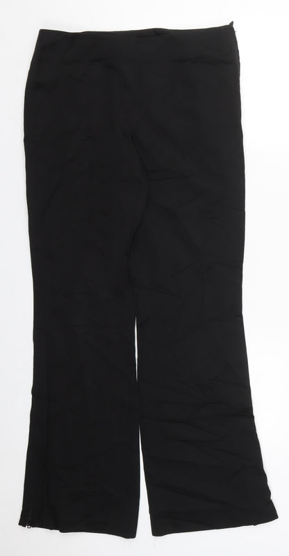 Next Womens Black  Acetate Trousers  Size 10 L29 in Regular Zip