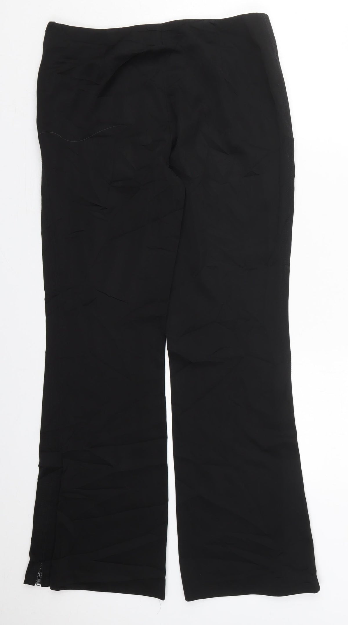 NEXT Womens Black  Acetate Trousers  Size 10 L29 in Regular Zip