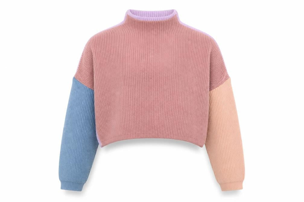 PRETTYLITTLETHING Womens Multicoloured High Neck  Acrylic Pullover Jumper Size 4