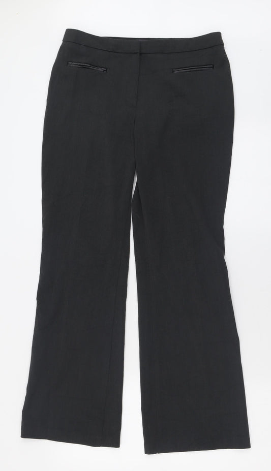 Marks and Spencer Womens Grey  Polyester Trousers  Size 10 L30 in Regular Hook & Eye