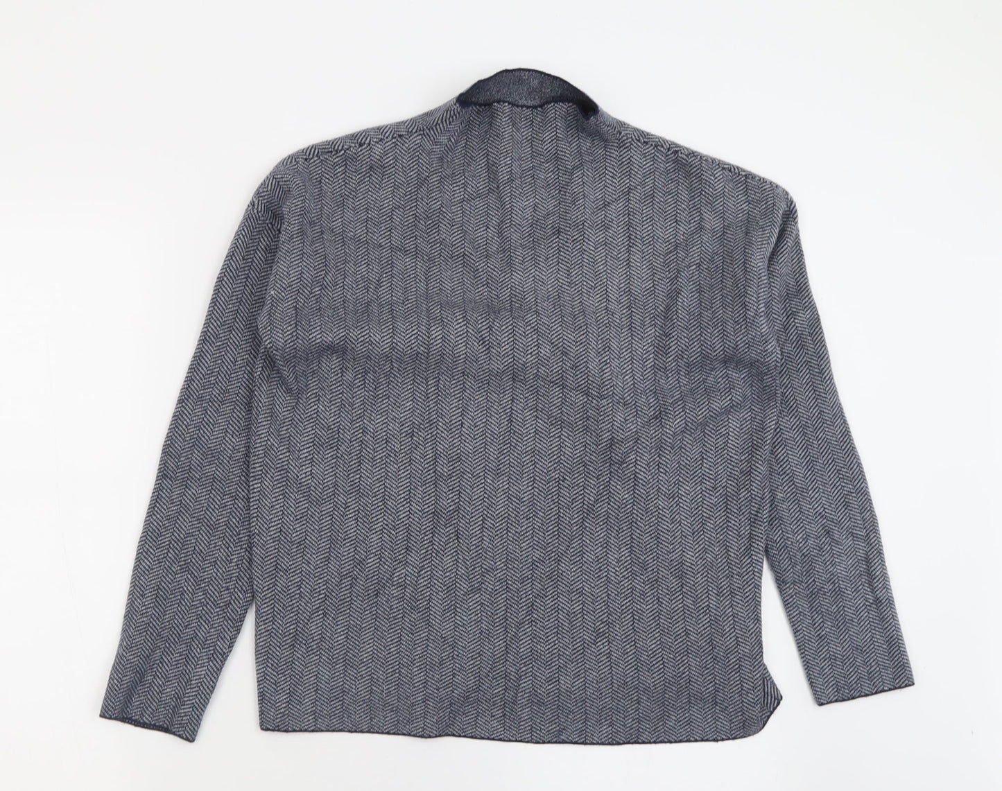 Max Studio Womens Blue High Neck Geometric Viscose Pullover Jumper Size M