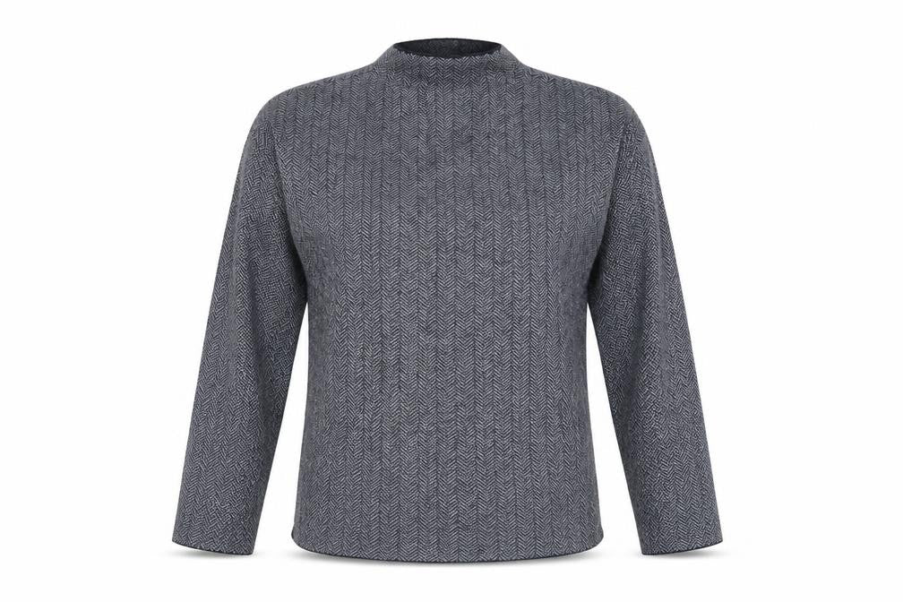 Max Studio Womens Blue High Neck Geometric Viscose Pullover Jumper Size M