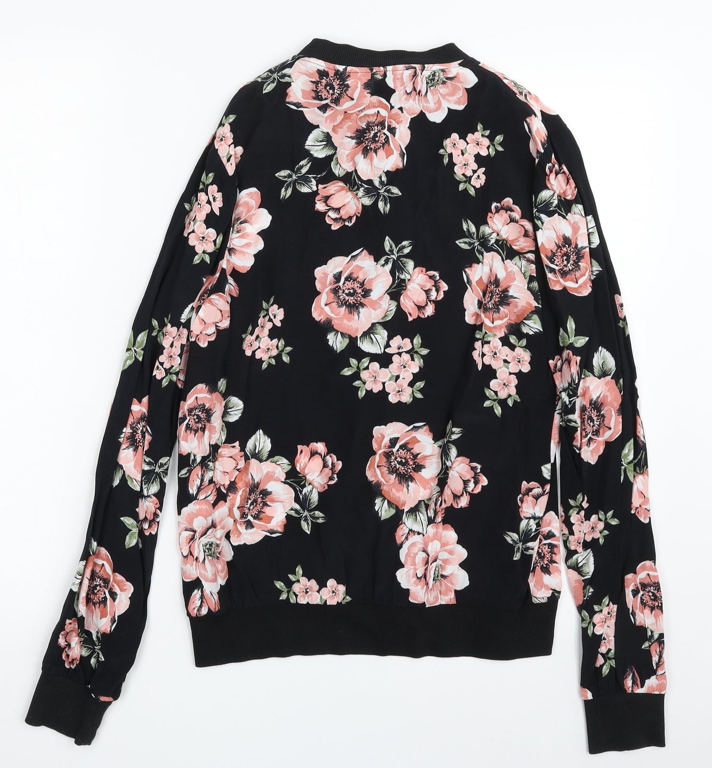 F&F Womens Black Floral  Jacket  Size 8  Zip