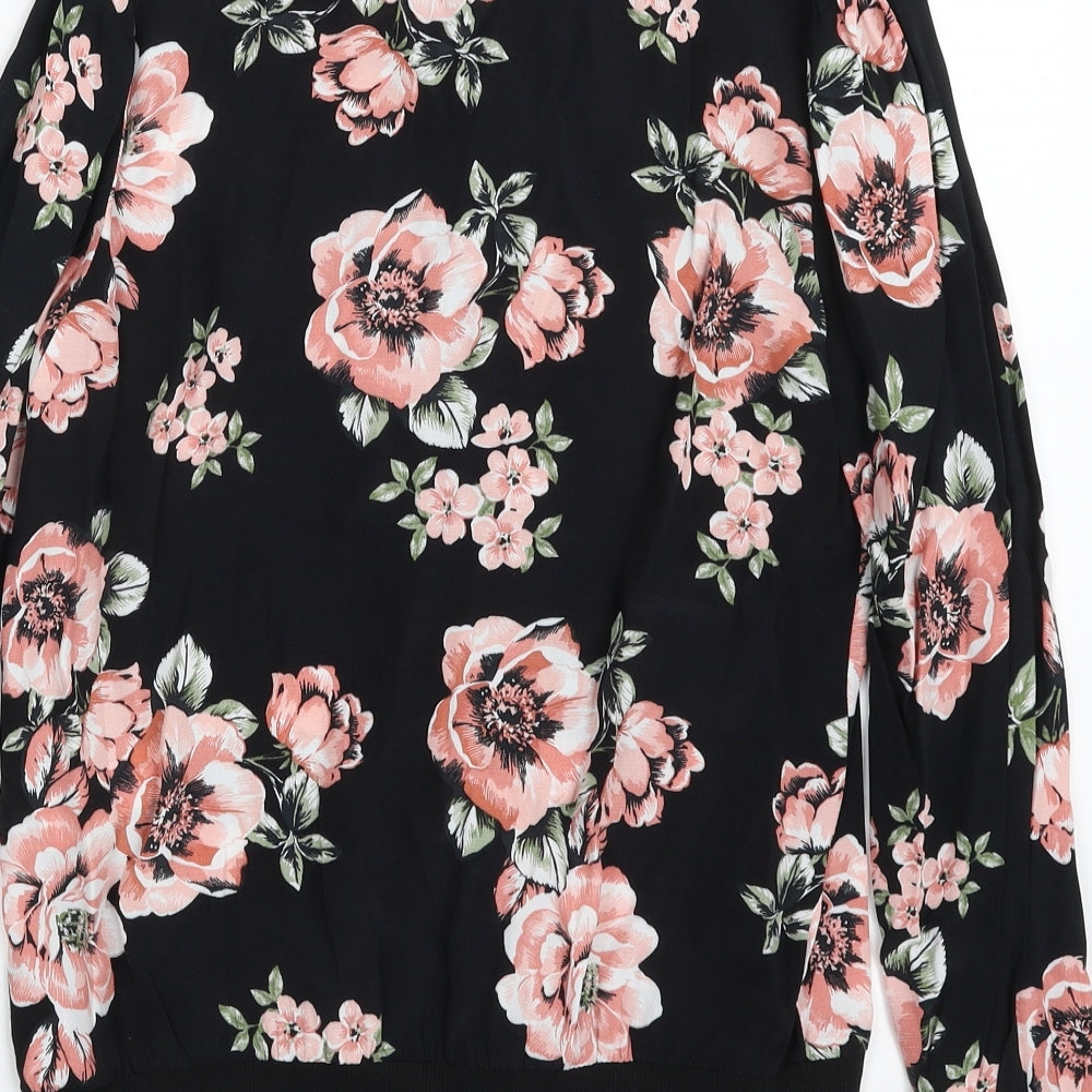 F&F Womens Black Floral  Jacket  Size 8  Zip