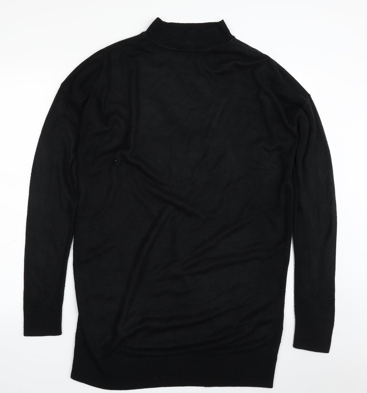 New Look Womens Black Crew Neck  Acrylic Tunic Jumper Size M