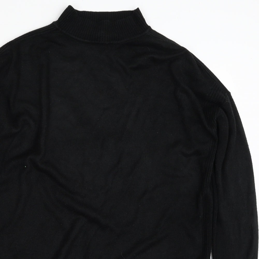 New Look Womens Black Crew Neck  Acrylic Tunic Jumper Size M
