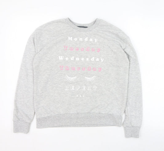 Primark Womens Grey  Polyester Pullover Sweatshirt Size 8  Pullover