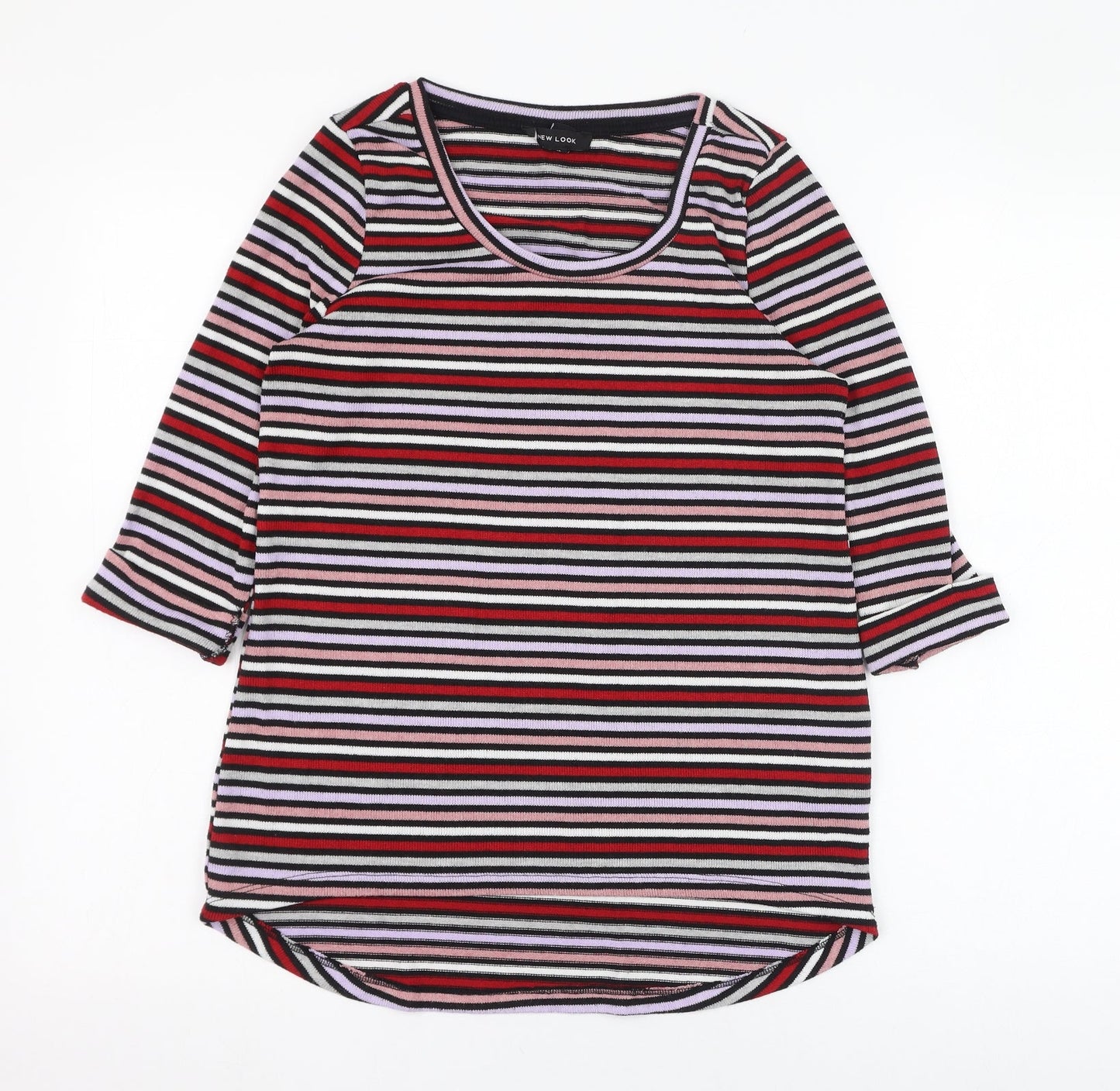 New Look Womens Multicoloured Round Neck Striped Polyester Pullover Jumper Size 10