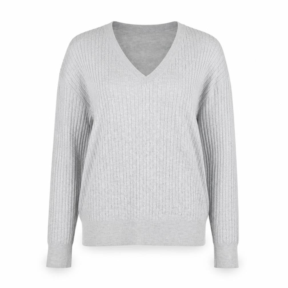 H&M Womens Grey V-Neck  Viscose Pullover Jumper Size L