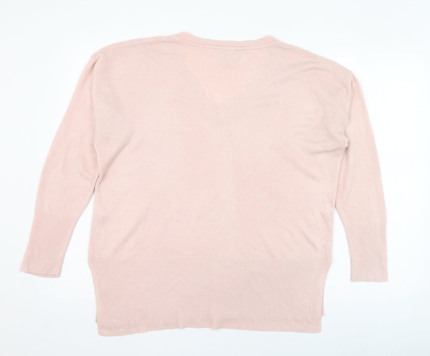 Dorothy Perkins Womens Pink V-Neck  Acrylic Pullover Jumper Size 14