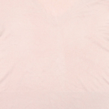 Dorothy Perkins Womens Pink V-Neck  Acrylic Pullover Jumper Size 14