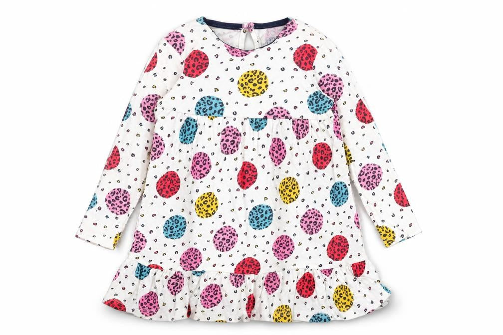 F&F Girls White Animal Print Cotton A-Line  Size 12-18 Months  Round Neck Pullover
