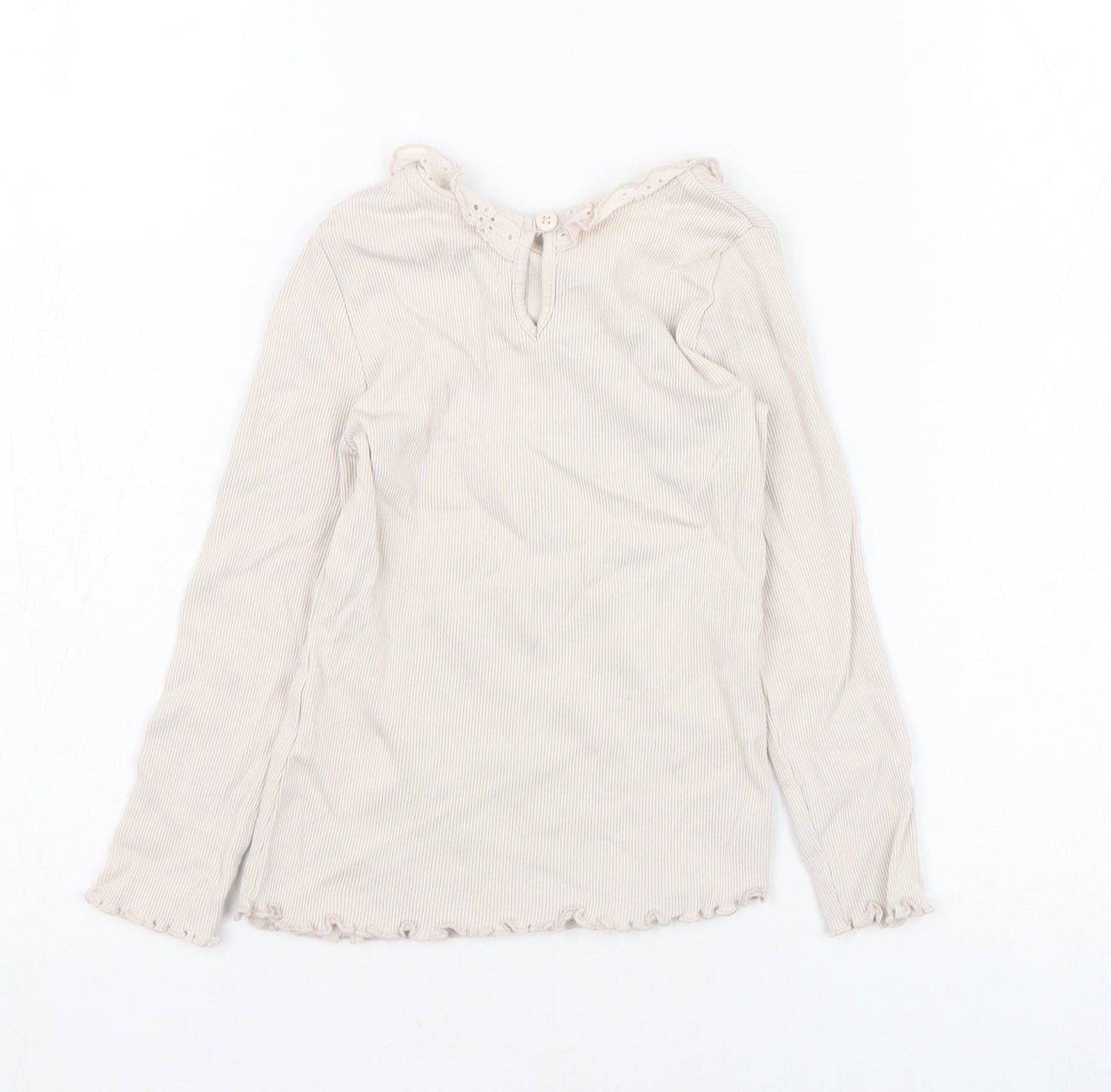 George Girls Beige  Cotton Basic T-Shirt Size 3-4 Years Collared Pullover