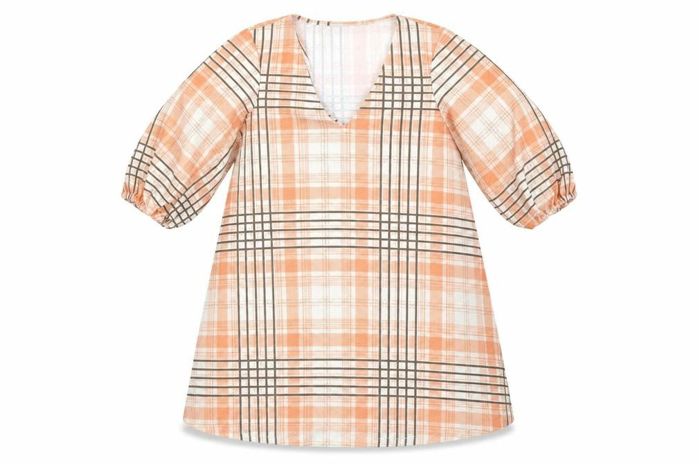 ASOS Womens Orange Plaid Polyester Shift  Size 2  V-Neck