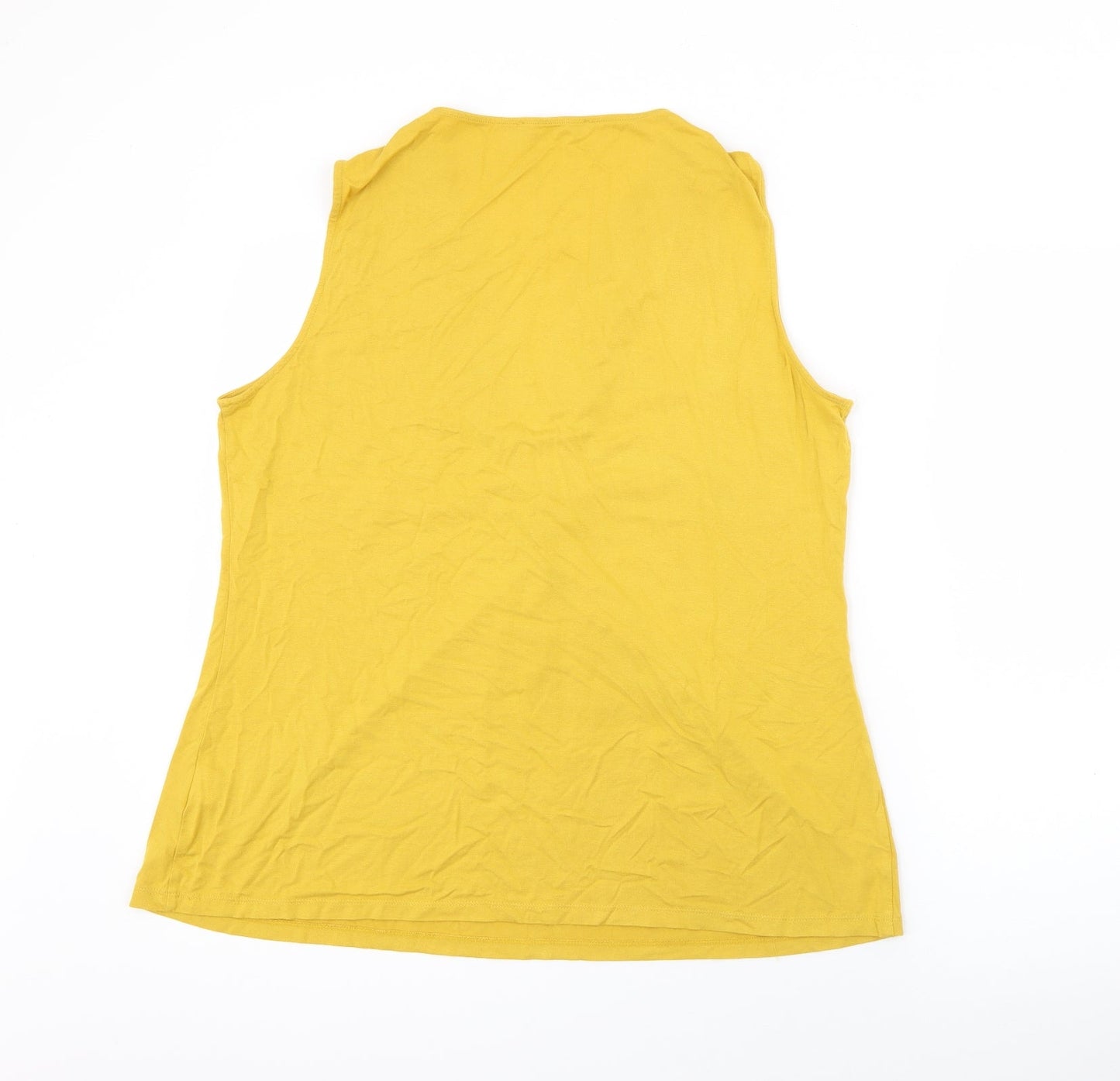 Marks and Spencer Womens Yellow V-Neck  Viscose Pullover Jumper Size 16