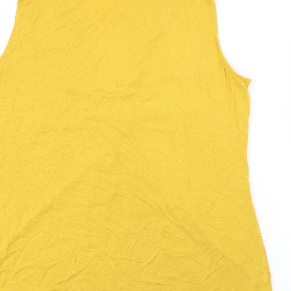 Marks and Spencer Womens Yellow V-Neck  Viscose Pullover Jumper Size 16