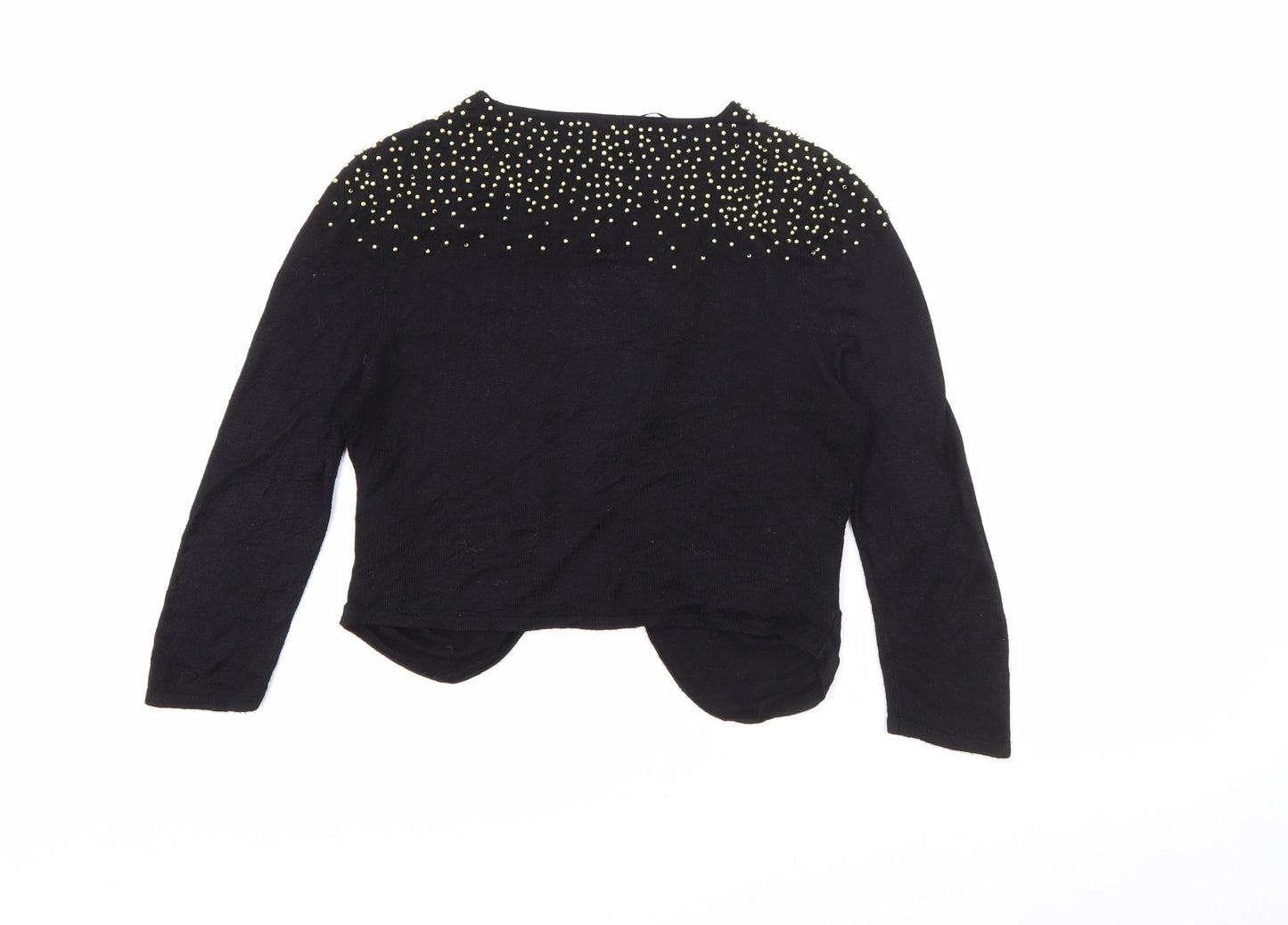 H&M Womens Black V-Neck  Viscose Cardigan Jumper Size 12