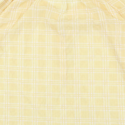 Primark Womens White Plaid Polyester Basic Blouse Size 8 Round Neck
