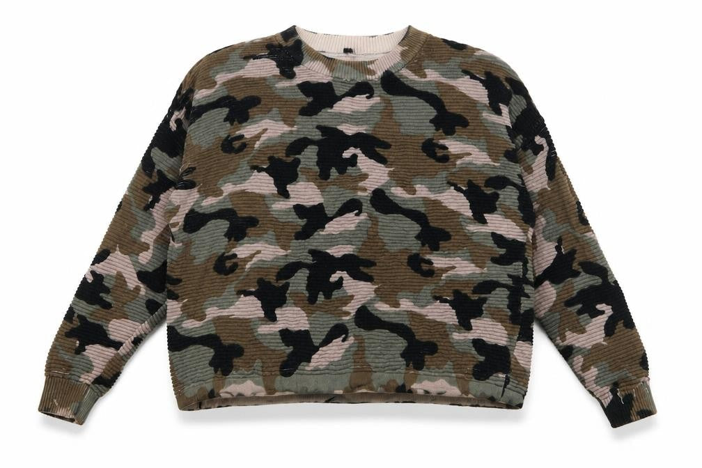 H&M Womens Multicoloured High Neck Camouflage 100% Cotton Pullover Jumper Size XS