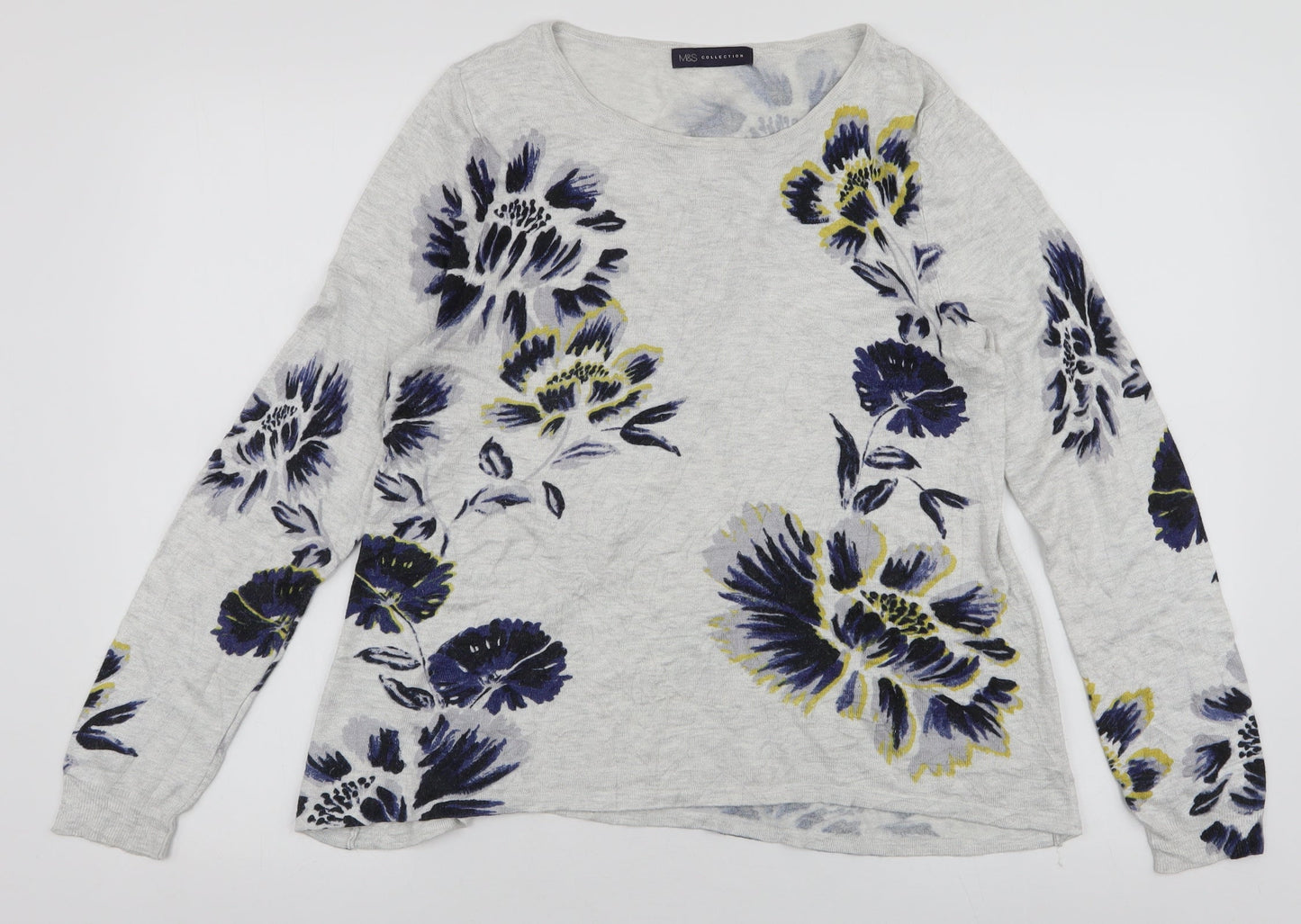 Marks and Spencer Womens Multicoloured Round Neck Floral Viscose Pullover Jumper Size 12