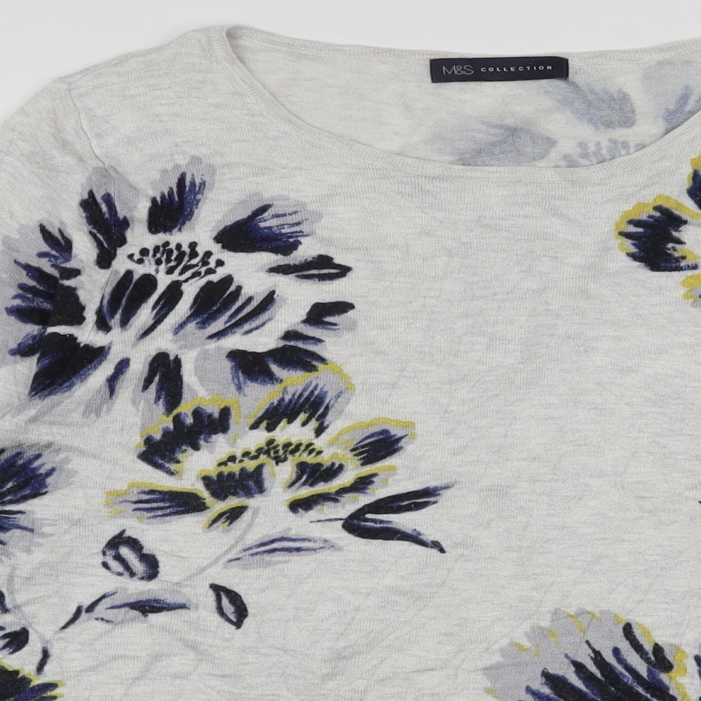 Marks and Spencer Womens Multicoloured Round Neck Floral Viscose Pullover Jumper Size 12
