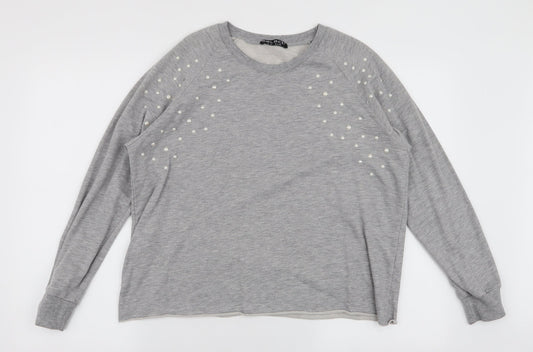Select Womens Grey  Cotton Pullover Sweatshirt Size 12  Pullover