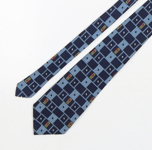 Triad Mens Blue Plaids & Checks Polyester Pointed Tie One Size - Cricket