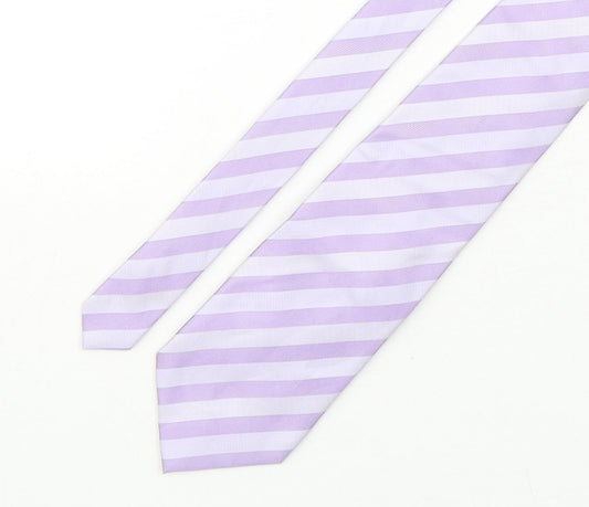 St George Mens Purple Striped Silk Pointed Tie One Size