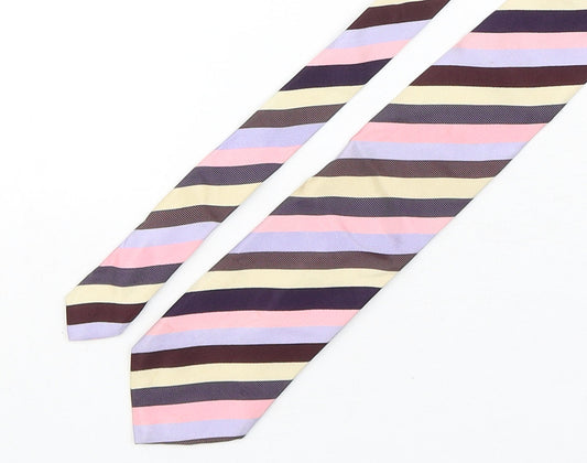 Collezione Mens Multicoloured Striped Silk Pointed Tie One Size