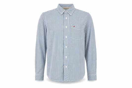 Hollister Mens Blue Striped Cotton  Button-Up Size S Collared Button