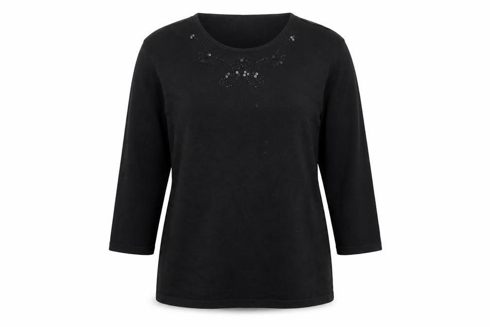 Gelco Womens Black Crew Neck  Viscose Pullover Jumper Size 16