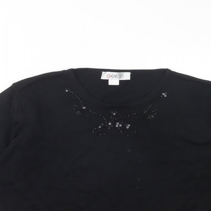 Gelco Womens Black Crew Neck  Viscose Pullover Jumper Size 16