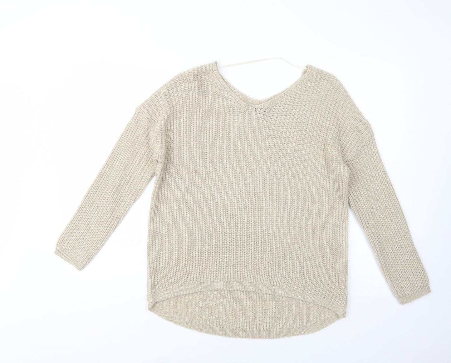 Atmosphere Womens Beige V-Neck  Acrylic Pullover Jumper Size 12