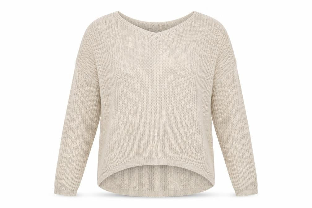 Atmosphere Womens Beige V-Neck  Acrylic Pullover Jumper Size 12