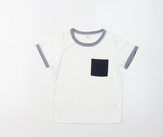 SheIn Girls White  Polyester Basic T-Shirt Size 6 Years Crew Neck Pullover