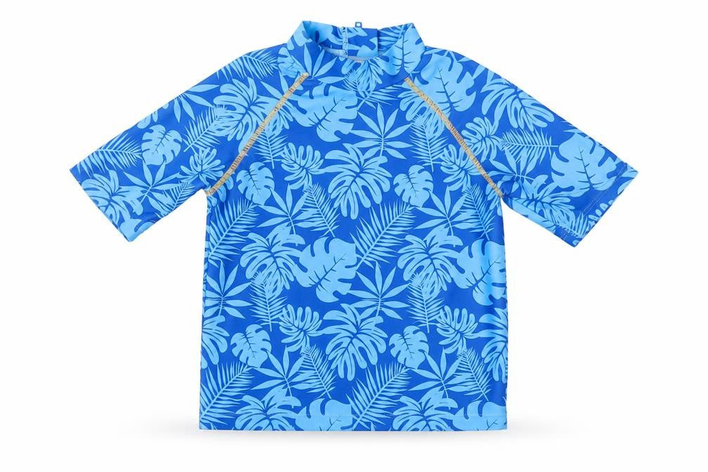 Threadcub Girls Blue Floral Polyester Pullover T-Shirt Size 2-3 Years Mock Neck Zip