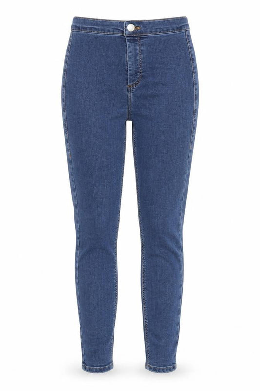 Topshop Womens Blue  Cotton Skinny Jeans Size 6 L30 in Regular Button