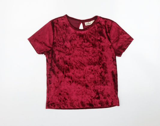 Hollister Womens Red  Polyester Basic T-Shirt Size S Round Neck