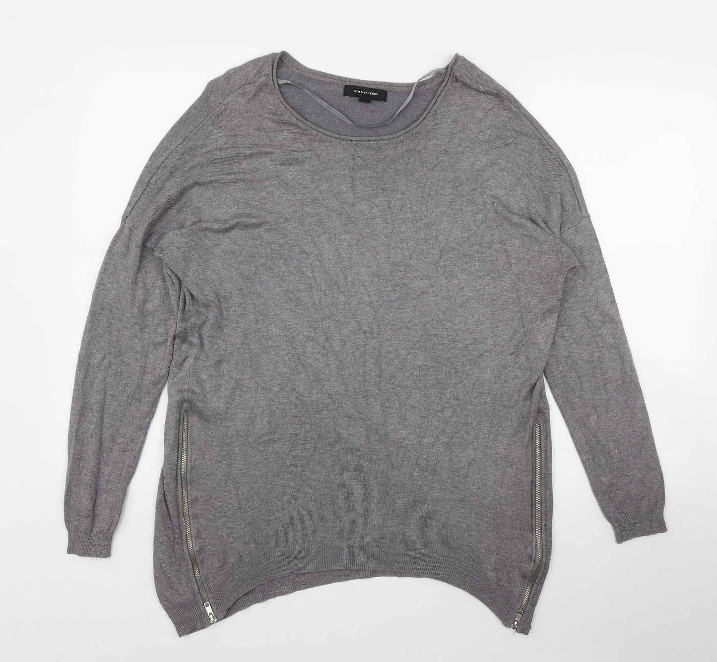 Atmosphere Womens Grey Round Neck  Viscose Pullover Jumper Size 14