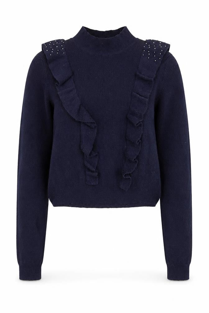 Axara Paris Womens Blue High Neck  Viscose Pullover Jumper Size S