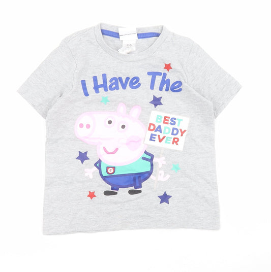 ABD Ltd Boys Grey  Cotton Pullover Polo Size 4-5 Years Round Neck Pullover - Peppa Pig