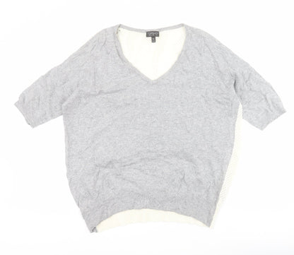 Topshop Womens Grey V-Neck  Viscose Pullover Jumper Size 12