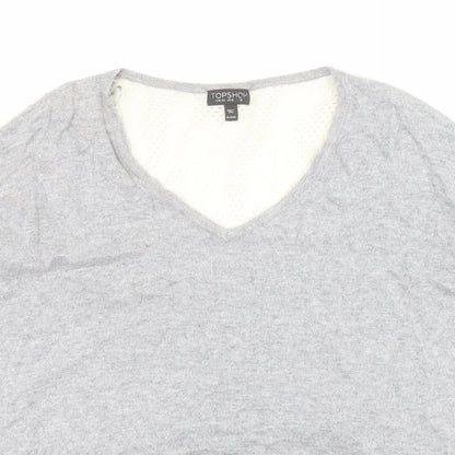 Topshop Womens Grey V-Neck  Viscose Pullover Jumper Size 12