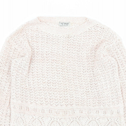 Preloved NEXT Mens Pink Round Neck  Acrylic Pullover Jumper - Detail
