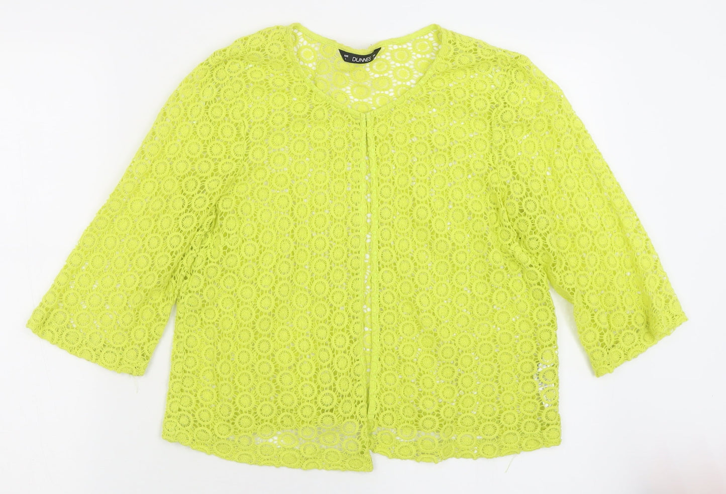Dunnes Stores Womens Green Crew Neck Floral Cotton Cardigan Jumper Size L